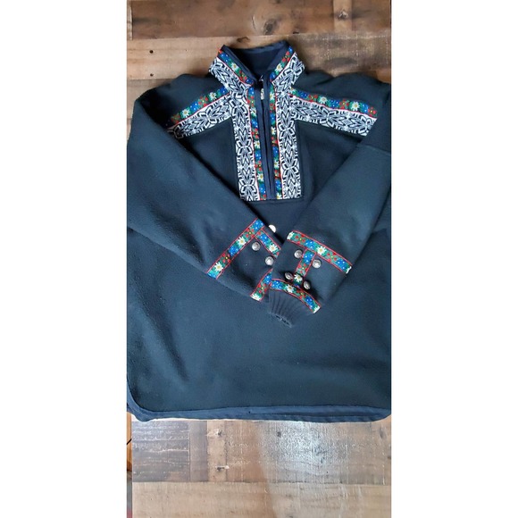 Obermeyer Tops - Obermeyer vintage fleece embroidered pullover women's large black